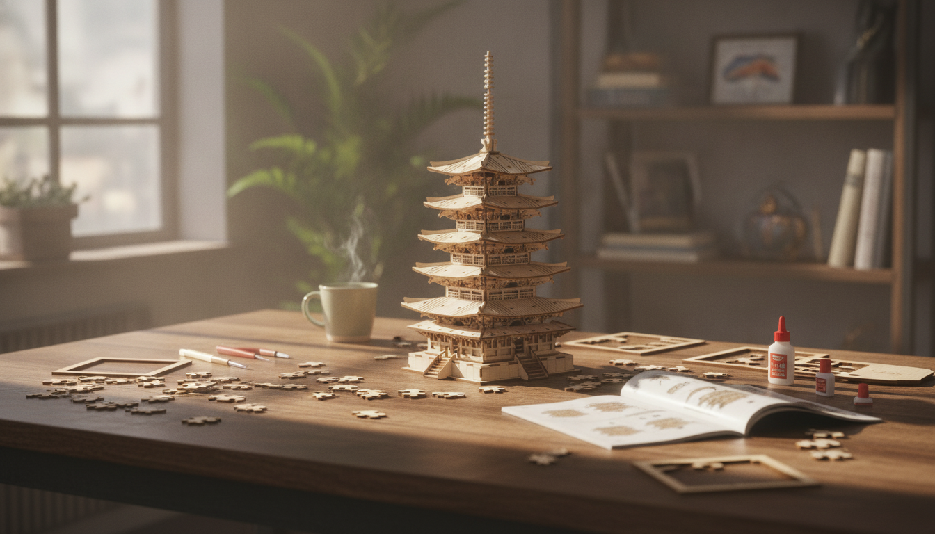 Build a 275-Piece 3D Five-Story Pagoda Wooden Puzzle